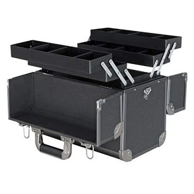 Afbeelding van HMF 14902 02 aluminium gereedschapskoffer, leeg, viskoffer, individuele scheidingswanden, 36,5 x 35 22 cm, zwart