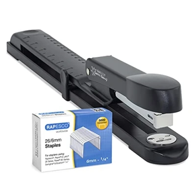 Afbeelding van Rapesco 1464 Germ Savvy Antibacterieel Marlin Langarm Nietmachine met 5000 26/6 mm Nietjes, Zwart