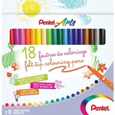 Afbeelding van Pentel Arts SCS2E 18 viltstiften, medium punt, stuks