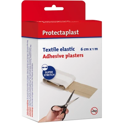 Afbeelding van Protectaplast Elastic textielpleister, ft 6 cm x 1 m, op rol pleister
