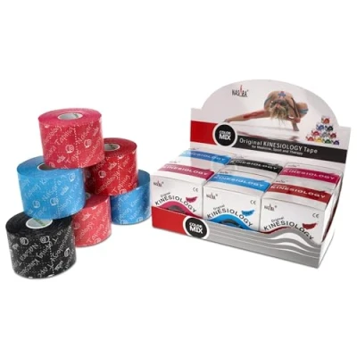 Afbeelding van Nasara Originele kinesiologie fysio sport tape: doos van 6 met tapes voor en geneeskunde, rol grootte 5cm x 5m, mix rood