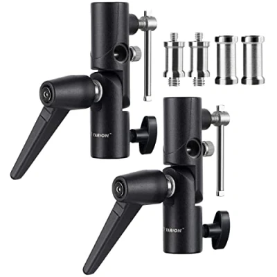 Afbeelding van TARION Blitzneiger Parapluhouder incl. 1/4&quot; 3/8&quot; &amp; Spigot schroefdraadadapter voor lampstatief, flitsers en reflexschermen doorschijnende schermen fotostudio (2 stuks)