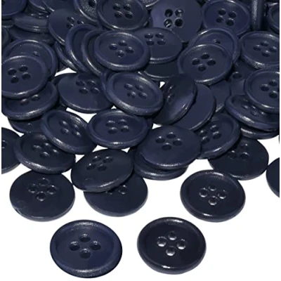 Afbeelding van AERZETIX C56515 100 ronde naaiknopen Ø15x3 mm met 4 gaten Kleur indigoblauw 24L L24 van kunststof Opening 2 kort naaien kleding mode gebreide decoratie