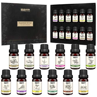 Afbeelding van BRUBAKER Cosmetics Set van 12 Essentiële Oliën X 10 ML Lavendel Rozemarijn Kamille Patchouli Sage Ylang Cardamon Argan Tea Tree Geurolie Voor Diffuser Massage Aromatherapie