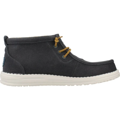 Afbeelding van HEYDUDE Wally Mid Waxed Canvas Heren Instappers Navy Maat 40