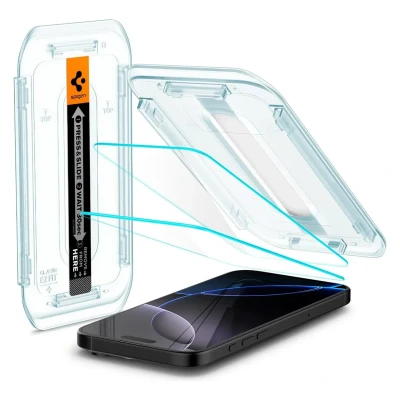 Afbeelding van Spigen Glas.tR EZ Fit Screenprotector compatibel met iPhone 16 Pro, 2 stuks, sjabloon voor installatie, Case friendly, 9H Gehard Glas