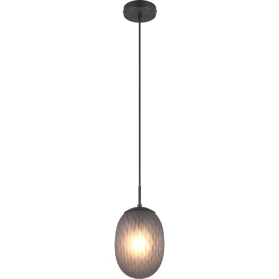 Afbeelding van Trio Glazen hanglamp Facette met geribbeld smoke glas 364200154