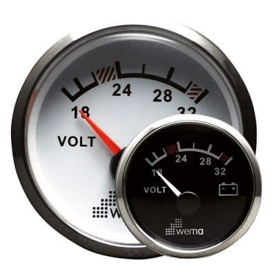 Afbeelding van Wema Voltmeter 24 volt Silver Gauge Serie Wit