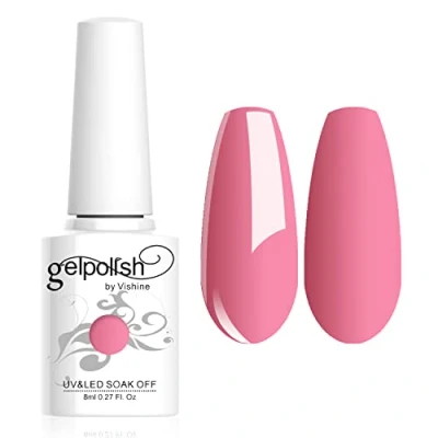 Afbeelding van Vishine Nagellak 8ml, semi permanent, soak off, UV, LED, gel, manicure, lichtroze, #1058