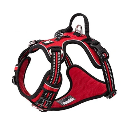 Afbeelding van TRUE LOVE Hondenharnas zonder trek verstelbaar reflecterend instaptuig zacht nylon voor klein groot huisdier TLH56512 (XS, rood)
