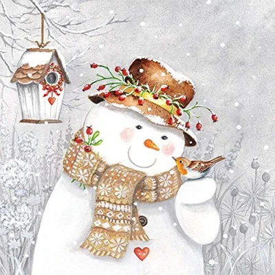 Afbeelding van Snowman Holding Robin