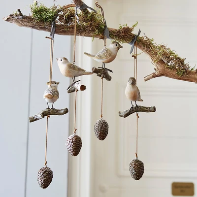 Afbeelding van LOBERON Vogel set van 4 Vianne bruin