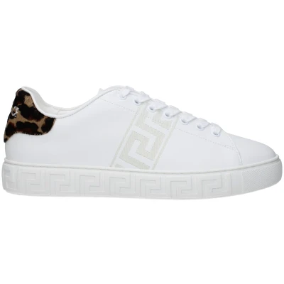 Afbeelding van Leather Sneakers with Logo Accents and Lace Up Closure White