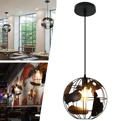 Afbeelding van Mengjay E27 Retro Industriële verlichting hanglamp kooi smeedijzer kroonluchter in vintage stijl (grondvorm)