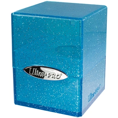 Afbeelding van Deckbox Satin Cube Blue with Silver Glitter