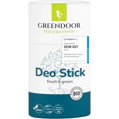 Afbeelding van GREENDOOR Fresh&#039;n Green Deodorant met frisse geur, lange veilige deodorant, uniseks, zonder aluminium, veganistisch plasticvrij, natuurlijk dierproeven, 50 g, g