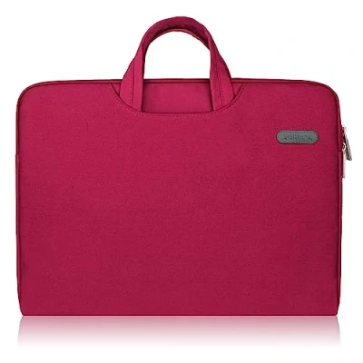 Afbeelding van Arvok 13 13.3 14 Inch Waterbestendige Canvas Laptophoes met Handvat en ritsvak/Notebooktas/Notebooktas Ultrabook Tablet Draagtas/Etui Skin Cover voor Acer meer, Wijn Rood
