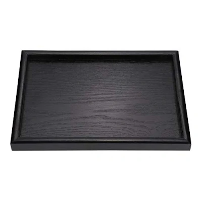 Afbeelding van Rechthoekig dienblad Zwart massief hout Theeblad Koffie Snack Eten Maaltijden Multifunctioneel voor café Restaurant Hotel Home Shop(30 * 20 2cm)