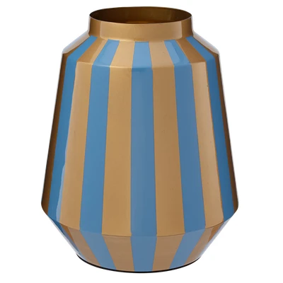 Afbeelding van PIP Studio Vaas Stripes Metaal Navy/ Goud