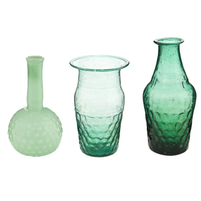 Afbeelding van Pip Studio Bloemenvaas Woonaccessoires Blauw groen Glazen vaas Set van 3 vazen