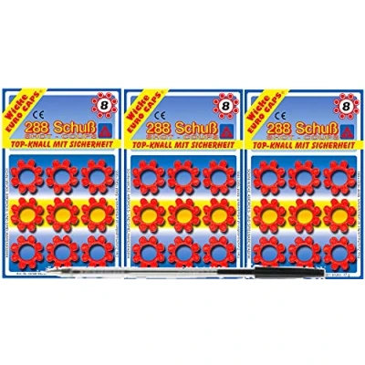 Afbeelding van KandyToys 8 shot ring caps 800 schoten 100 ringen originele Edison Giocattoli Super Disc blisterverpakkingen met 5 x 160 gratis pen bij elke bestelling