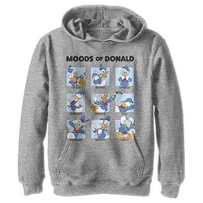 Afbeelding van Disney Characters Donald Moods Boy&#039;s Hooded Pullover Fleece, Athletic Heather, Small, S