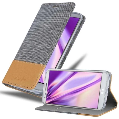 Afbeelding van Cadorabo Hoesje geschikt voor LG G2 MINI in LICHTGRIJS BRUIN Beschermhoes met magnetische sluiting, standfunctie en kaartvakje Book Case Cover Etui