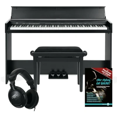 Afbeelding van FunKey DP 1088 SM Digitale piano Set Slank toetsenbord 88 snelheidsgevoelige toetsen en 3 pedalen 20 geluiden Geïntegreerde stereoluidsprekers inclusief bank hoofdtelefoon Zwart mat