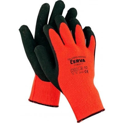 Afbeelding van Werkhandschoen winter latex gecoat, 11/XXL, CERVA, Zwart Geschikt voor Veehouderij