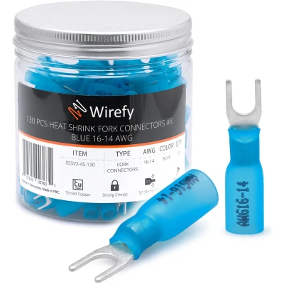 Afbeelding van Wirefy 130 Stuks M4 Vork Krimpkous Kabelschoenen Mariene Kwaliteit Vorktong Kabelverbinder 1,5 2,5mm²