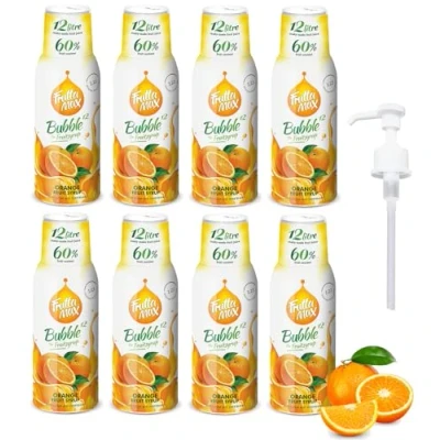 Afbeelding van 8 pakjes FruttaMax Vruchtensiroopconcentraat Minder suiker met 60% fruitgehalte geschikt voor frisdrankautomaat (8 x 500 ml) Oranje)
