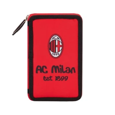Afbeelding van AC Milan Pennenetui met 3 vakken en materialen binnenin, pennenhouder, potloden van polyester, rood