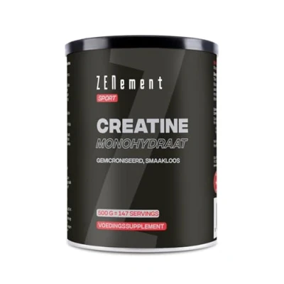 Afbeelding van Creatine Poeder, 500g, Puur Monohydraat Optimale Oplosbaarheid, Premium Kwaliteit Hoogste Zuiverheid voor Spiergroei Veganistisch Zenement