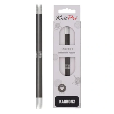 Afbeelding van KnitPro naaldspel carbonz 15 cm, 1,75 mm sokkennaald, koolstof/messing, zwart/zilver, 21 x 5 0,5 stuks