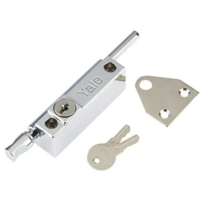 Afbeelding van Yale P 124 CH Deur Pushbolt, Chrome afwerking, Standaard beveiliging, Visi verpakt, geschikt voor aluminium deuren en houten