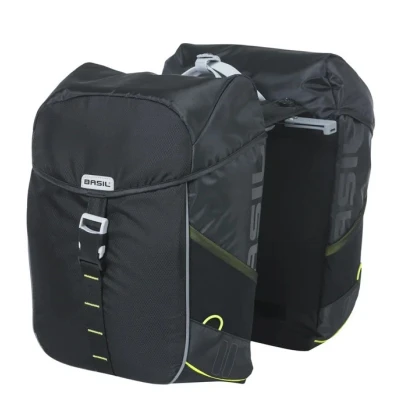 Afbeelding van Basil Dubbele fietstas Miles 34 liter 13 x 26 35 cm (2x) zwart / lime