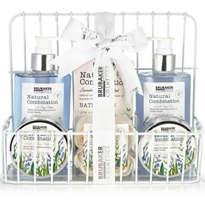 Afbeelding van BRUBAKER Cosmetics Schoonheidsverzorgingsset Cadeautip Vrouw Cadeau Idee met Lavendel en Salie Extracten Cadeauset Wit Moederdag cadeautje