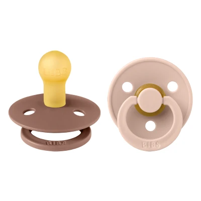 Afbeelding van BiBS Colour Pacifier Stage 1 Fopspeen 0+ maanden 2 stuks Woodchuck / Blush