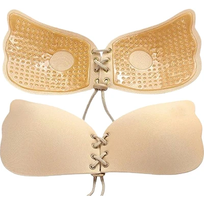 Afbeelding van New Age Devi plak bh push up siliconen onzichtbare zelfklevende beige cup A