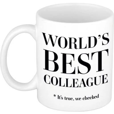 Afbeelding van Worlds best colleague Cadeau koffiemok / theebeker wit 330 ml mokken feest