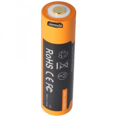 Afbeelding van Li ionbatterij 18650, 3500 mAh beveiligd met USB oplaadfunctie, 70x18,6 mm, AccuSafe