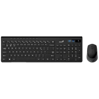 Afbeelding van Genius SlimStar 8230 Bluetooth 5.3 en 2,4 GHz draadloos toetsenbord muisset, 12 multimediafunctietoetsen, Full Size UK lay out, optische sensormuis, 1200 dpi, sluit tot 3 apparaten tegelijkertijd