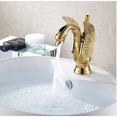 Afbeelding van Waterkraan Gootsteen Messing Zwaan Stijl Goud Bad Wastafel Mengkraan Badkamer Kraan Toilet