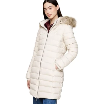 Afbeelding van Tommy Jeans Essential Donsjas, Dames, Maat: Large, Newsprint
