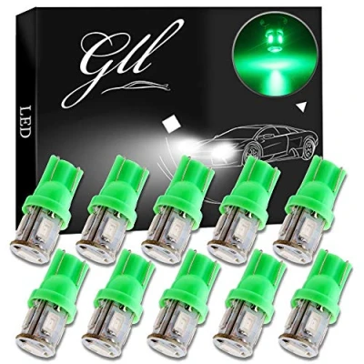 Afbeelding van GLL 10pcs T10 501 LED Lampen Groen W5W 5630 5SMD voor Autointerieurverlichting Leeslampen Nummerplaatverlichting Koepelverlichting Zijlichten