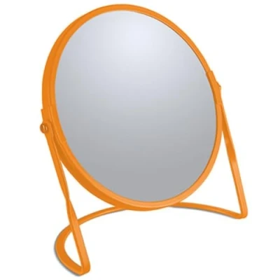 Afbeelding van Make up spiegel Cannes 5x zoom metaal 18 x 20 cm oranje dubbelzijdig