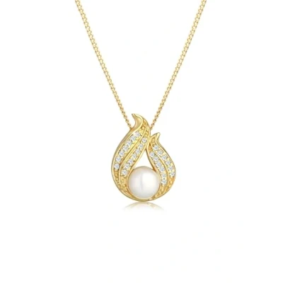 Afbeelding van DIAMORE Halsketting dames zoetwaterparel met Diamant (0,26 ct.) in 585 geelgoud, 450, Facetgeslepen,