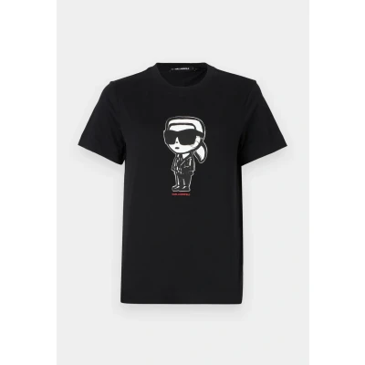 Afbeelding van KARL Lagerfeld IKON Sketch Tshirt print, Dames, Maat: Small, Black