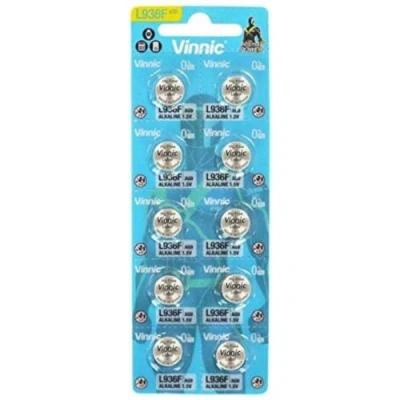 Afbeelding van Pak van 10 knoopcellen AG9, L936, SR936, SR45, 394, 524, RW33 alkalinebatterij