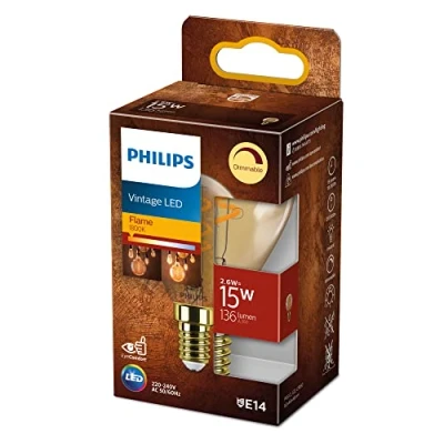 Afbeelding van Philips LED kogellamp Extra warmwit licht E14 15 W Goud Dimbaar Energiezuinig Decoratieve filament lamp